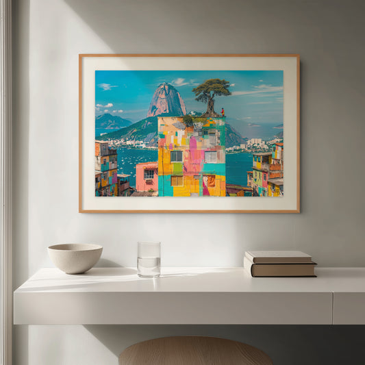Favela Geometry fine art print displayed in contemporary interior